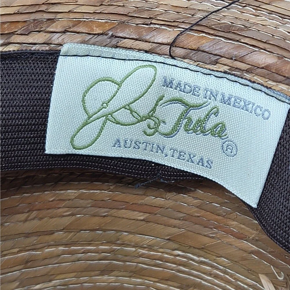 Tula Hat Fedora Tan Straw Hat with a multi-color patterned band